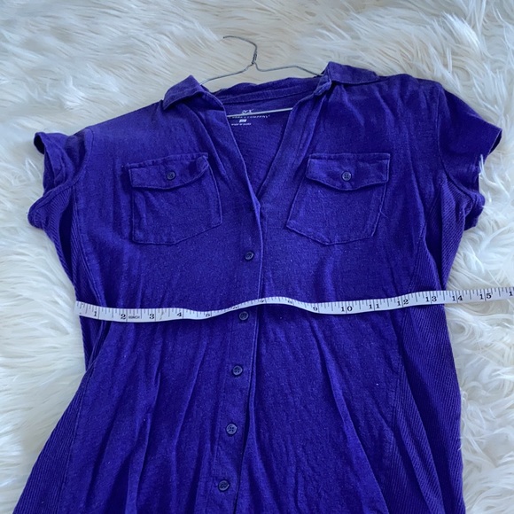 New York and company XS deep purple button up button front collared shirt blouse - Picture 15 of 17